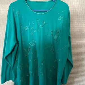 Elegant Green Embroidered Women's Top